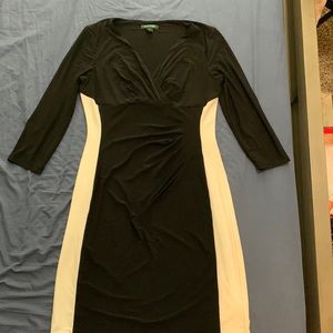 Lauren by Ralph Lauren A line stretchy dress BlackWhite (closer to natural tone)